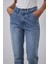 Yıkamalı Düz Kesim Yüksek Bel Denim Pantolon Açık Mavi 2
