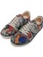 Kadın Vegan Deri Gri Sneakers - Cubic Faces Tasarım 1