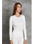 Ekru Kadın Termal Bisiklet Yaka Tişört 1