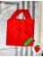 2 Adet Kırmızı Çilek Katlanabilir Market Alışveriş Pazar Torbası 58 x 38 cm 1