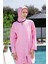 Pembe Renk Tam Kapalı Su Iticili Hızlı Kuruyan Yanlardan Ayarlanabilen Fermuarlı Tesettür Mayo 2