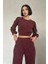 Elbee Fashion Woman Sweat ve Pantolon Eşofman Takım - Bordo 2