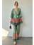 Elbee Fashion Woman Desenli Kimono ve Pantolon Takım - Yeşil 2