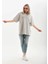 Unisex Taş Desenli Oversize T-Shirt - Gri 4