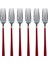 Parlak Gümüş Kırmızı Tatlı Çatal ve Kaşık Seti - 12 Adet Kahvaltı Pasta Tatlı Çatal Kaşık Seti 2