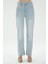 Açık Mavi Slim Straight Paçası Yırtmaçlı Patı Fermuarlı Jean Pantolon C 4556-013 2