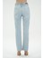 Açık Mavi Slim Straight Paçası Yırtmaçlı Patı Fermuarlı Jean Pantolon C 4556-013 4