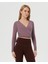 Lila Anvelop Belden Bağlamalı Crop Bluz 1