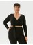 Siyah Anvelop Belden Bağlamalı Crop Bluz 1