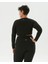 Siyah Anvelop Belden Bağlamalı Crop Bluz 2