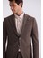 Kahve Slim Fit Sivri Yaka Desenli Spor Takım Elbise 3
