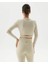 Krem Anvelop Belden Bağlamalı Crop Bluz 2