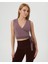 Lila Anvelop Belden Bağlamalı Kolsuz Crop Bluz 1