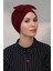 Bordo Pratik Hazır Geçmeli Tesettür Bone Sandy Kumaş Fiyonklu Büzgülü 7010_16 1