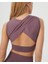 Lila Sırt Dekolteli Drape Detaylı Crop Sırt Pencereli Büstiyer 2