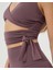 Lila Kadın EcoVero Viskoz, Kadın Önü Burgulu Belden Bağlamalı Göğüs Pedli Spor Pilates Yoga Büstiyer 3