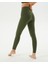 Kadın Haki Organik Pamuk Basic Tayt - Gots Sertifikalı, Yüksek Bel, Çift Kat Korsaj, Orta Yoğunluklu Yoga Pilates Taytı 2