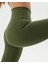 Kadın Haki Organik Pamuk Basic Tayt - Gots Sertifikalı, Yüksek Bel, Çift Kat Korsaj, Orta Yoğunluklu Yoga Pilates Taytı 4
