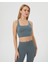 Mavi Gri EcoVero Viskoz, Yüzücü Askılı Kare Yaka Basic Crop Yoga Pilates Spor Sütyeni 1