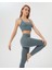 Mavi Gri EcoVero Viskoz, Yüzücü Askılı Kare Yaka Basic Crop Yoga Pilates Spor Sütyeni 4
