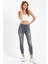 Gri Yüksek Bel Yırtık Detaylı Skinny Jean 5