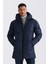 Lacivert Comfort Fit Kapüşonlu Tam Dolum Kışlık Mont 1