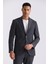 Siyah Slim Fit Mono Yaka Keten Takım Elbise 2