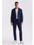 Lacivert Slim Fit Mono Yaka Keten Takım Elbise 1