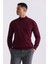 Bordo Slim Fit Yarım Balıkçı Triko Kazak 1