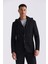 Siyah Slim Fit Mono Yaka Kapüşonlu Spor Takım Elbise 2
