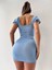 Bebe Mavisi Kısa Kol Pencere Detay Bodycon Mini 3