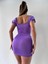 Lila Kısa Kol Pencere Detay Bodycon Mini Elbise 3
