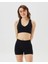 Kadın Siyah Mini Şort - Gots Sertifikalı, Yüksek Bel, Önü Dikişsiz, Esnek Yazlık Spor Şort 1