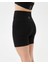 Kadın Siyah Viskoz Şort - EcoVero Viskoz Yüksek Bel, Önü Dikişsiz, Çift Kat Kumaş, Yoga Pilates Biker Şort 1