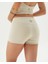 Kadın Krem Mini Boxer Şort - EcoVero Viskoz, Yüksek Bel, Çift Kat Kumaş, Önü Dikişsiz, Rahat Viskoz Şort 1