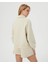 Krem Dik Yaka Yarım Fermuarlı Oversize Sweatshirt 2