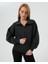 Antrasit Dik Yaka Yarım Fermuarlı Oversize Sweatshirt 4