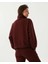 Kadın Bordo Kahverengi Dik Yaka Sweatshirt - Yarı Fermuarlı Sweat, Uzun Kollu, Sertifikalı Organik Pamuk, Nefes Alan Kumaş, Günlük ve Spor Eşofman Üstü 2