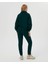 Kadın Koyu Yeşil Dik Yaka Sweatshirt - Yarı Fermuarlı Sweat, Uzun Kollu, Sertifikalı Organik Pamuk, Nefes Alan Kumaş, Günlük ve Spor Eşofman Üstü 2