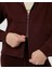 Kadın Bordo Kahverengi Fermuarlı Hoodie - Kapüşonlu, Fermuarlı, Uzun Kollu, Sertifikalı Organik Pamuk, Spor ve Günlük Kapüşonlu Eşofman Üstü 3