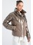 Kadın Şişme Kış ve Kayak Montu Gizli Kapüşonlu Parlak ve Mat Kumaş Puffer 5