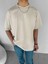 Erkek %100 Pamuk Ipli Bisiklet Yaka Oversize Neon Kabartma Baskı Dokulu T-Shirt Bej 1