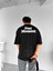 Erkek %100 Pamuk Ipli Bisiklet Yaka Oversize Dokulu Baskılı T-Shirt Siyah 3