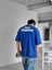 Erkek %100 Pamuk Ipli Bisiklet Yaka Oversize Dokulu Baskılı T-Shirt Lacivert 1