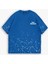 Erkek %100 Pamuk Ipli Bisiklet Yaka Oversize Dokulu Baskılı T-Shirt Lacivert 5