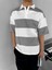 Erkek Yazlık Oversize Renk Bloklu Polo Yaka T-Shirt Gri 1