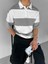 Erkek Yazlık Oversize Renk Bloklu Polo Yaka T-Shirt Gri 2