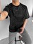 Erkek %100 Pamuk Yazlık Baskılı Oversize Kabartmalı Bandana Desenli T-Shirt Siyah 2