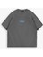 Erkek %100 Pamuk Dokulu Yazlık Oversize Baskılı Bisiklet Yaka T-Shirt Füme 2