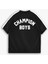 Erkek Yazlık Oversize 'champion Boys' Baskılı T-Shirt Siyah 3